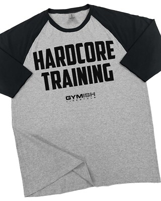 080. RAGLAN Hardcore Training Funny Workout Gym T-Shirt for Men