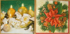 4 set tovaglioli di carta candele natalizie, tovagliolo poinsettia, 33 cm-2 pezzi, decoupage
