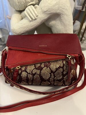 HAMMITT Dillon Small Snake Print Mixed Media Leather Crossbody Bag $395