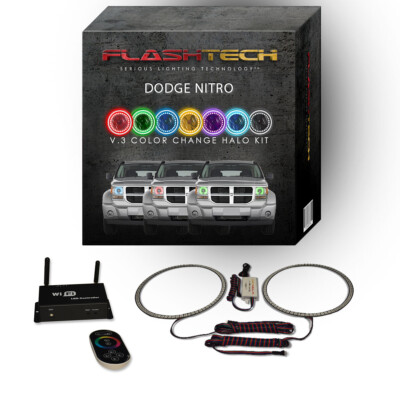 RGB Multi Color LED Halo kit with Wifi App for 2007-2012 Dodge Nitro Headlights