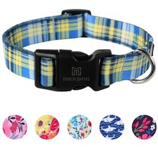 Maca Bates Designer Plaid Cute Dog Blue Collar Dobby Collars for Girl and Boy...