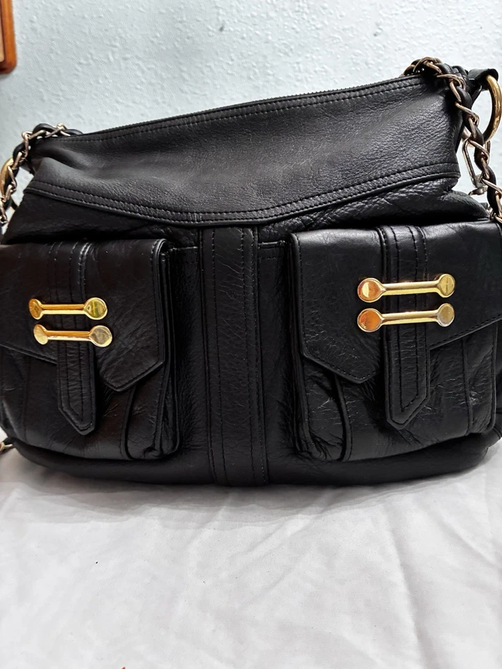 Lauren Ralph Lauren Black Leather Satchel Crossbody Handbag Medium - Image 2 of 4