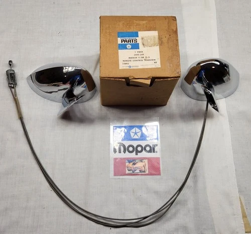 NOS 1970 Cuda AAR Challenger Hemi LH chrome mirror USED RH chrome racing mirror