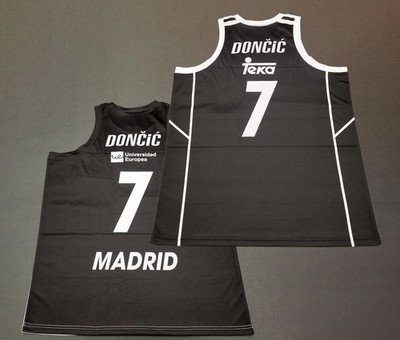Black Doncic Dončić #7 Madrid Basketball Jersey Europe Sewn Custom Names 
