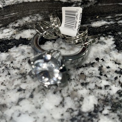 Silvertone ''faux Diamond'' Engagement Key Ring 6 keys XL