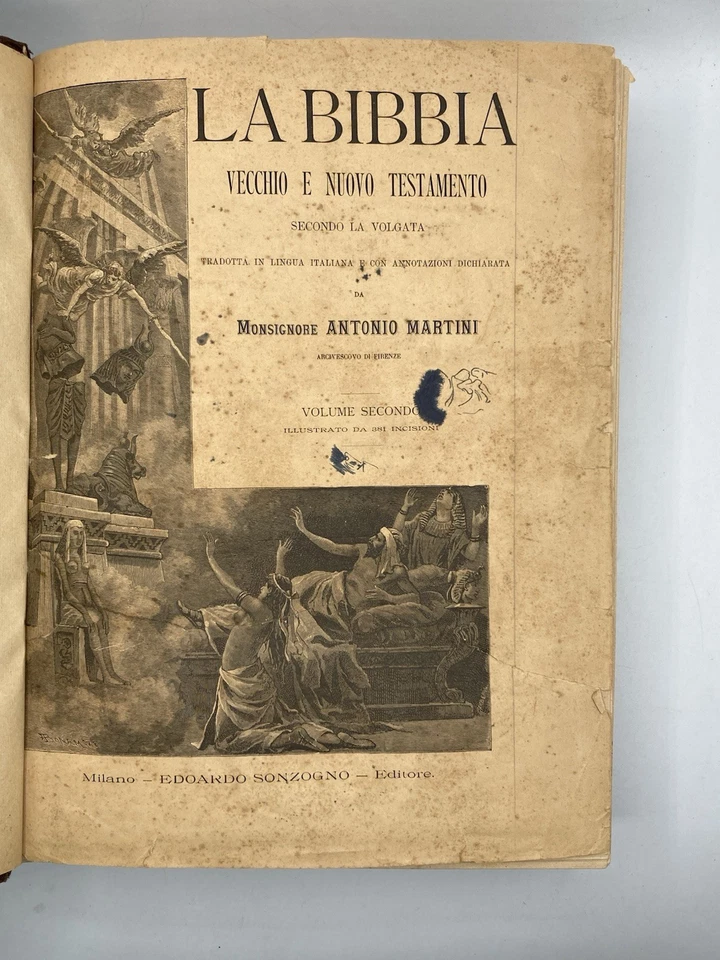 LA BIBBIA volgata A. Martini Ill. 381 incisioni Sonzogno 1890 solo II volume - Immagine 3 di 4