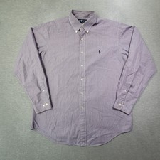 Polo Ralph Lauren Shirt Mens 16 34/35 Purple Check Yarmouth Button Down Pony