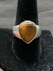 Signed Marked 925 Sterling Silver Tiger Eye Gemstone Ring Size 10 Vintage
