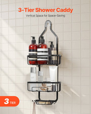 Shower Caddy 3-Tier Hanging Bathroom Storage Shelves Rack Soap Holder Hooks Matt