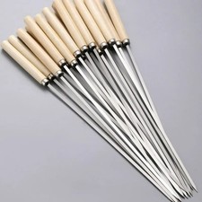 10pcs BBQ Kebab Skewers Wooden Handel Stainless Metal With Wooden Handle