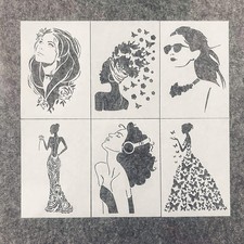 6 PCS A4 Reusable Girls Stencils Painting Layering Templates 8.3x11.7 Inch