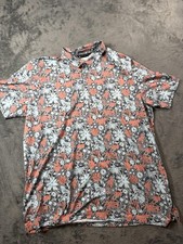 Travis Mathew Polo Shirt Mens 2XL Multicolor Tropical Floral Golf Performance