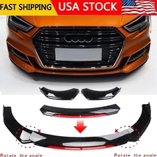 Front Bumper Lip Spoiler Splitter Body Kit glossy  Black For 17-2020 Audi A3 S3