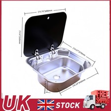 Kyllaoo Stainless Steel Sink With Glass Lid for Campervan Motorhome Caravan