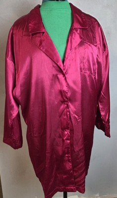 Satin Night Gown, Red, Size L, Apostrophe Intimates, Long Sleeves
