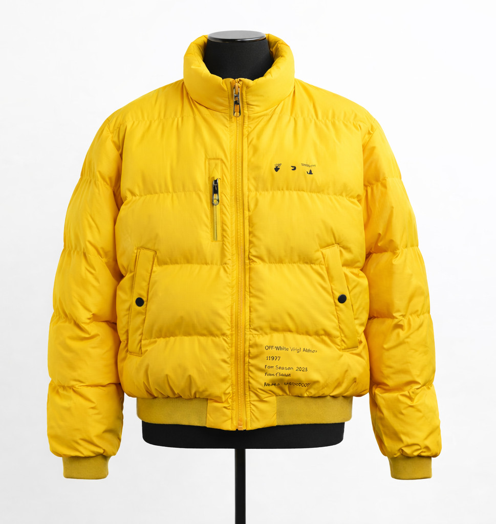 Off-White Reversible Yellow Down Puffer Jacket Si… - image 1