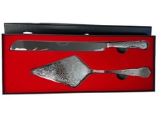 Engraved Silver Wedding Cake Knife Server Set, Wedding , Events, Decor Open Box