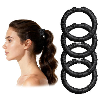 Scrunchies, 4er-Set Haargummis Seide Satin Scrunchy, 19 Momme Schwarz Seiden Scr