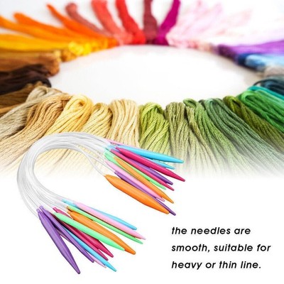 Multicolor Plastic Circular Tube Knitting Needles Kit Sweater Needle Set 12 PCS