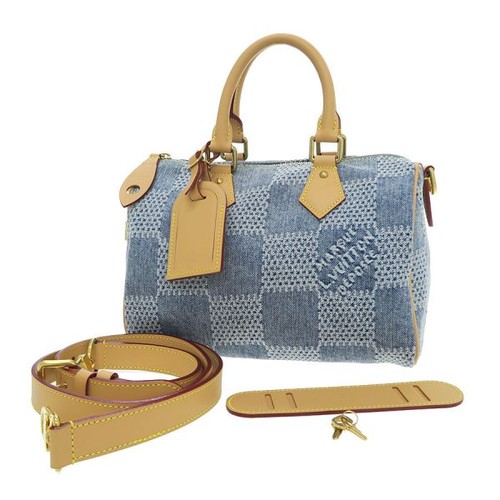 AUTH LOUIS VUITTON DAMIER KEEPALL BANDOULIERE 25 N40700 BLUE UNISEX F/S