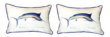 Pair of Betsy Drake Blue Marlin Small Pillows 11X 14