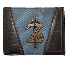 The Legend Of Zelda 2017 Official Bi-Fold Wallet -Blue Black Gold Metal 3D Logo
