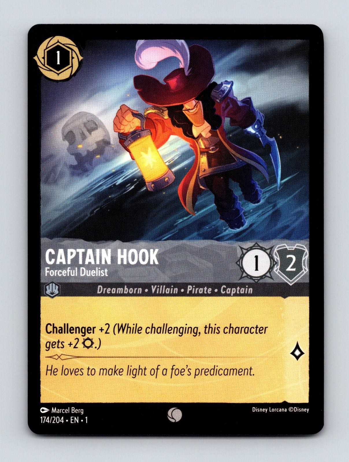 CAPTAIN HOOK - FORCEFUL DUELIST 174/204 COMMON THE FIRST CHAPTER LORCANA NM