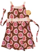 $58 NWT Tralala 3 3T 4 4T Maxi Dress Sundress Brown Pink Knit Cotton Floral