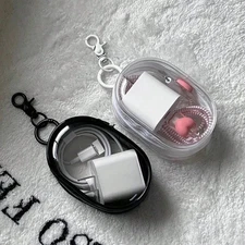Mini Clear Storage Bag with Zipper, Keychain, for Travel Accessories