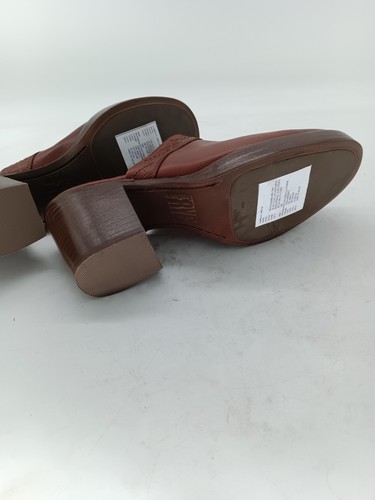 Frye Jean Clog Shoes Womens Size 6 Cranberry Leather Mule Block Heel Slip On #71 - Picture 8 of 9
