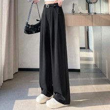 Women  s Spring Autumn High Waist Straight Leg Pants Loose Fit Slimming Casual Tr