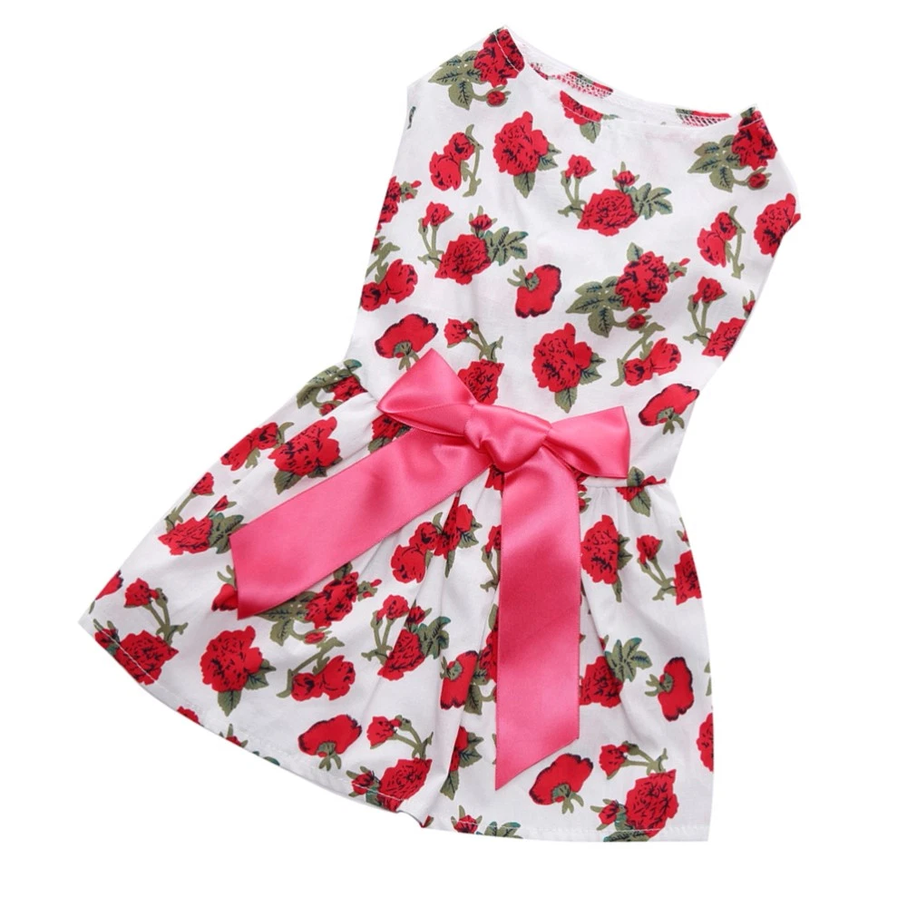 VETEMENTS Vestito estivo per cani animali domestici bellissimo fiore vestiti per animali domestici elegante fiocco senza maniche