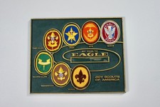 Vintage BSA Boy Scouts America My Trail to Eagle Patch Wall Plaque with Patches