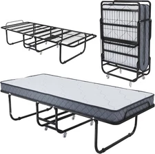 EconoHome Premium Folding Bed with Memory Foam Mattress – 75x39 Twin Size