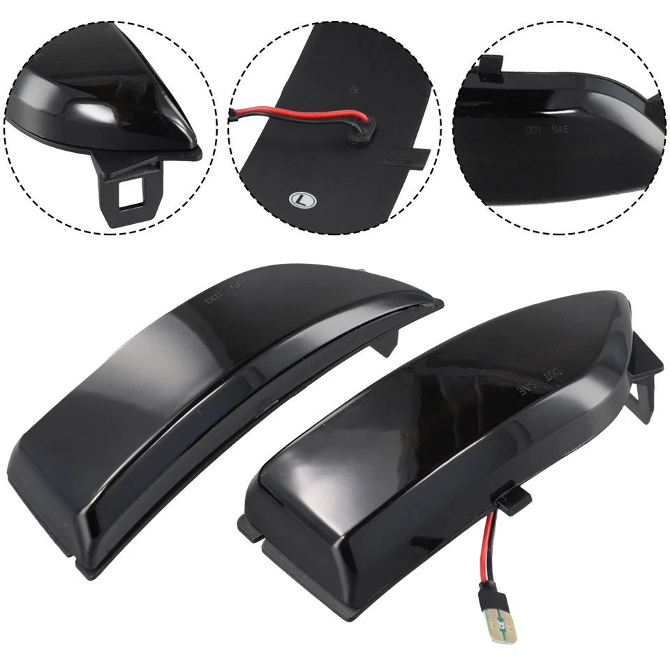 Dynamic Turn Signal Lights LED Plastic+LED Side Mirror Light Smoked Black - Image 2 of 4
