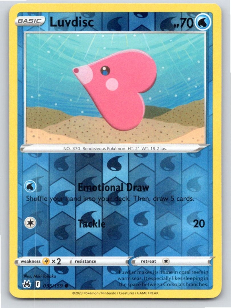 2023 POKEMON LUVDISC CROWN ZENITH 035/159 REVERSE HOLO C NM A70232 FREE S&H