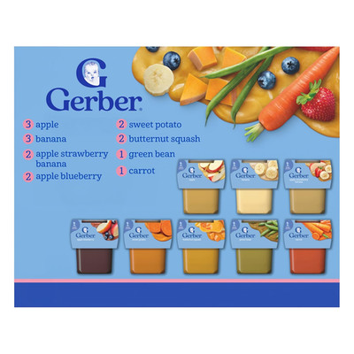 Gerber 2nd Foods Baby Food Variety Pack Fruit & Veggie Puree Tubs 32 Pack