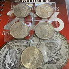 1934 peace silver dollar A lot of five mixed dates BU