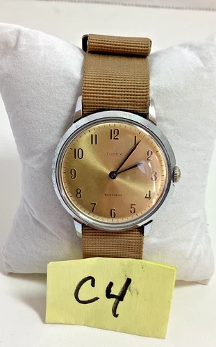 Vintage 1965 Timex Marlin 34MM Tropical Dial Watch Running M24 Spare Repair READ