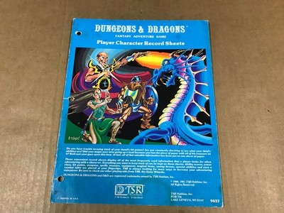 Vintage 1981 Dungeons & Dragons Player Character Records Sheet - TSR