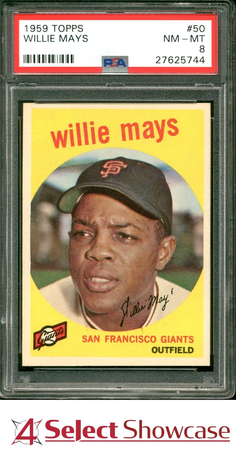 1959 TOPPS #50 WILLIE MAYS GIANTS HOF PSA 8