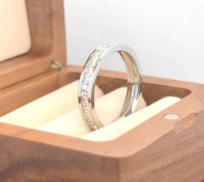 Silver Titanium Personalized Ring White CZ Stone Ring Valentine s Day ring