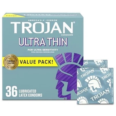 Lot of 2 Ultra Thin Condoms for Sensitivity, Lubricated Condoms for Men 36 x 2