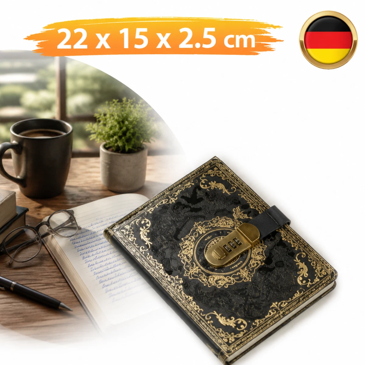 A5 Tagebuch Mit Zahlenschloss – 224 Seiten, Linie Produktbild-Vorschau 2