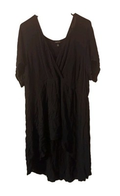 Torrid Women's 3X Black V Neck High Low  Dress Short Sleeve Witchy Gothic
