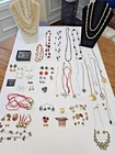 Vintage Costume Jewelry Lot Avon Clip Earrings Christmas Beach Pearl Necklaces