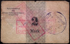 GNADENFREI / PIŁAWA GÓRNA 1916 RARE 2 Mark Lagergeld WWI German POW Camp Money