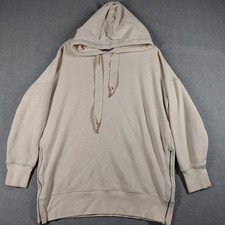 Aerie Womens Medium Beige Sherpa Lined Hoodie Side Zip Cozy Oversized Pullovers