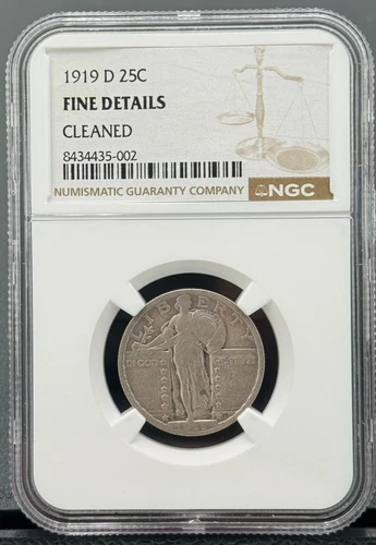 1919 D 25C Standing Liberty Quarter NGC Very Fine, Low Mintage Key Date