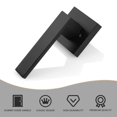 Matt Black Door Handles Locks Passage Entrance Combo Square Door Entry + Silver - Picture 21 of 69